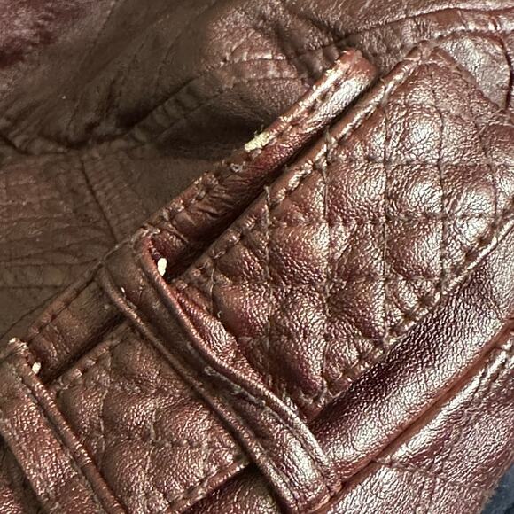 Vintage Y2K Guess Brown Faux Leather Biker Jacket - Picture 9 of 10